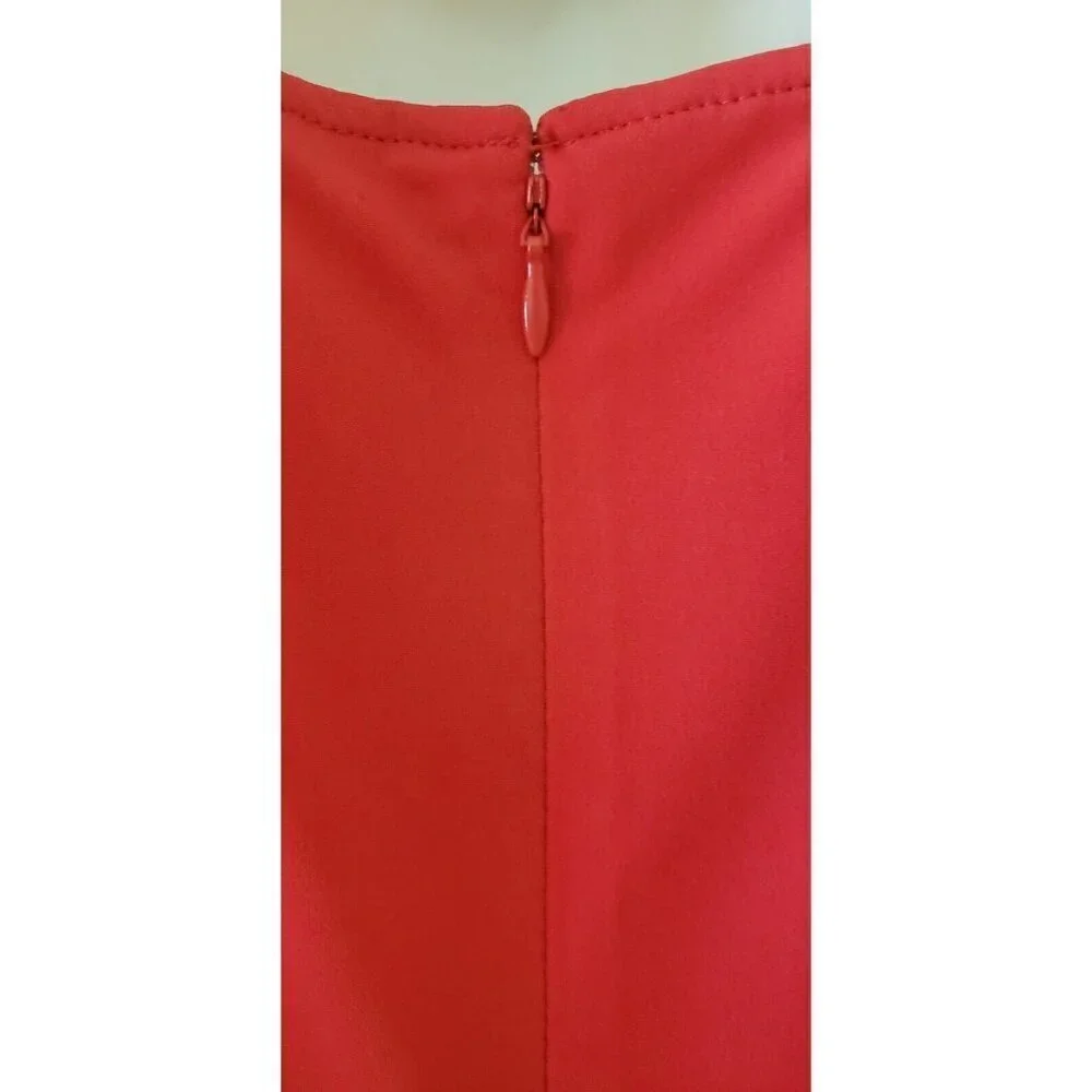 NEW NANETTE LEPORE CANDY APPLE RED FRONT DRAPERY FAUX WRAP MIDI DRESS SZ 14 - Picture 5 of 7